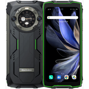 Мобилен телефон Blackview BV9300 Pro, зелен, 4G, двоен екран 6"7" + 1"32" FHD+ 120Hz, 12GB RAM, 256GB, Android 13, Helio G99, NFC, 15080mAh, две SIM карти (BV9300 Pro 12GB/256GB green)