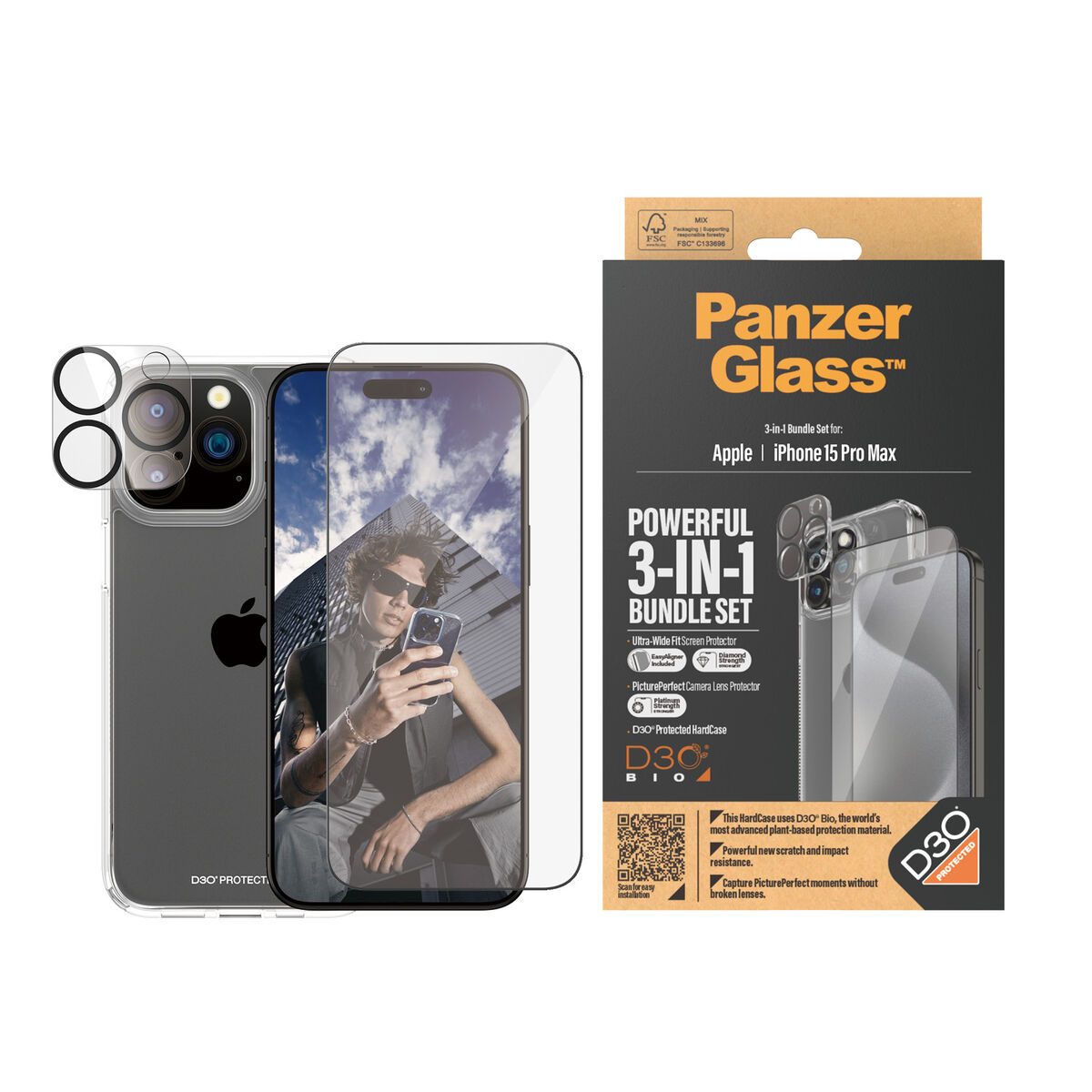 Mobile Screen Protector Panzer Glass B1175+2812 Apple iPhone 15 Pro Max - Image 3